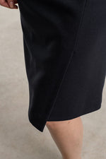 Wool Blend Double Face: Navy Wrap Skirt
