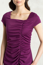 Grape Square Neck Side Gather Dress