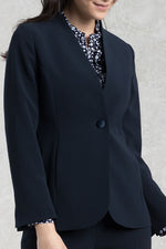 Navy Long Collarless Jacket