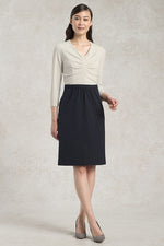 Suit Friendly: Soy Milk X Pinstripe Docking Tuck Dress