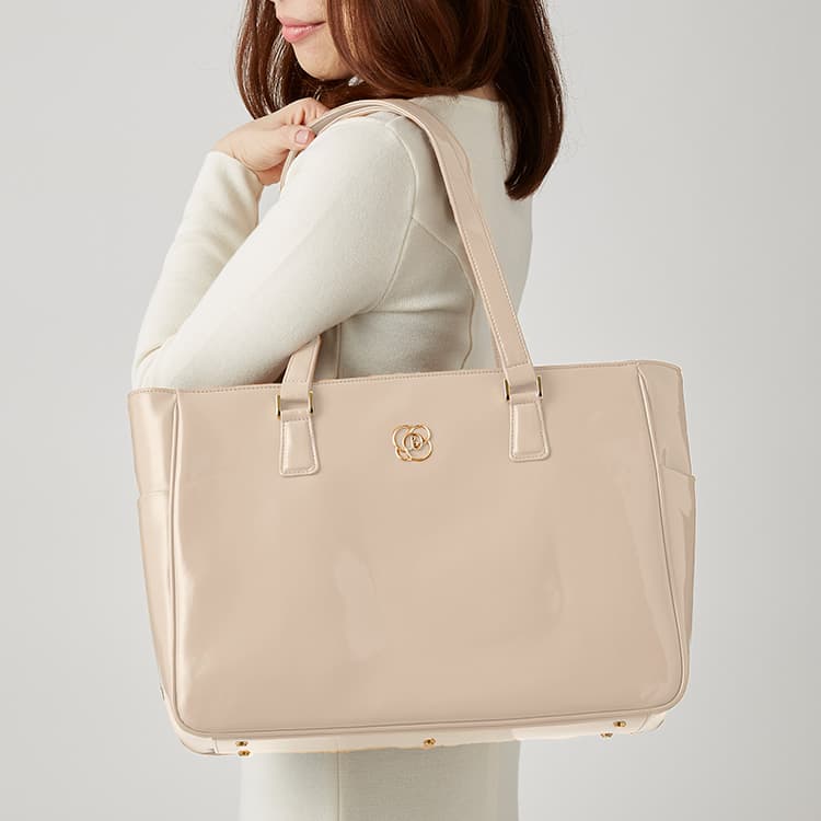 Pink Beige Vegan Enamel Airy Tote