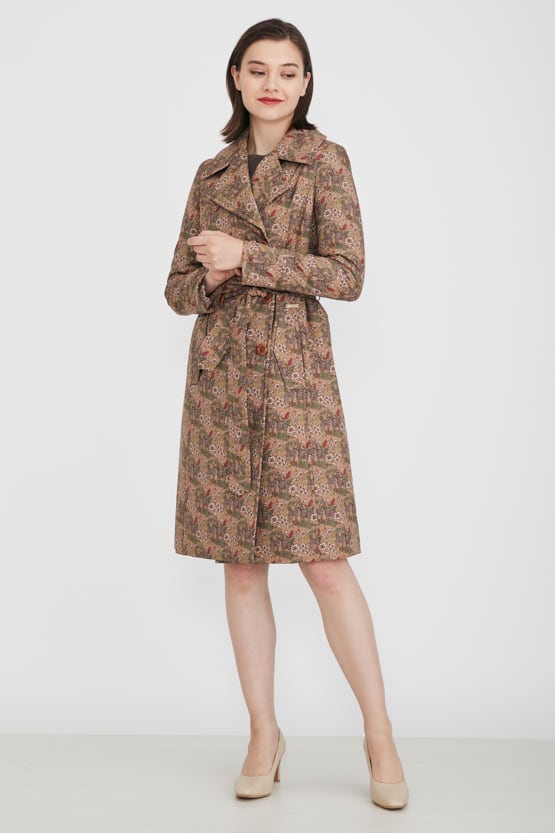 Caramel Giraffe Padded Trench Coat