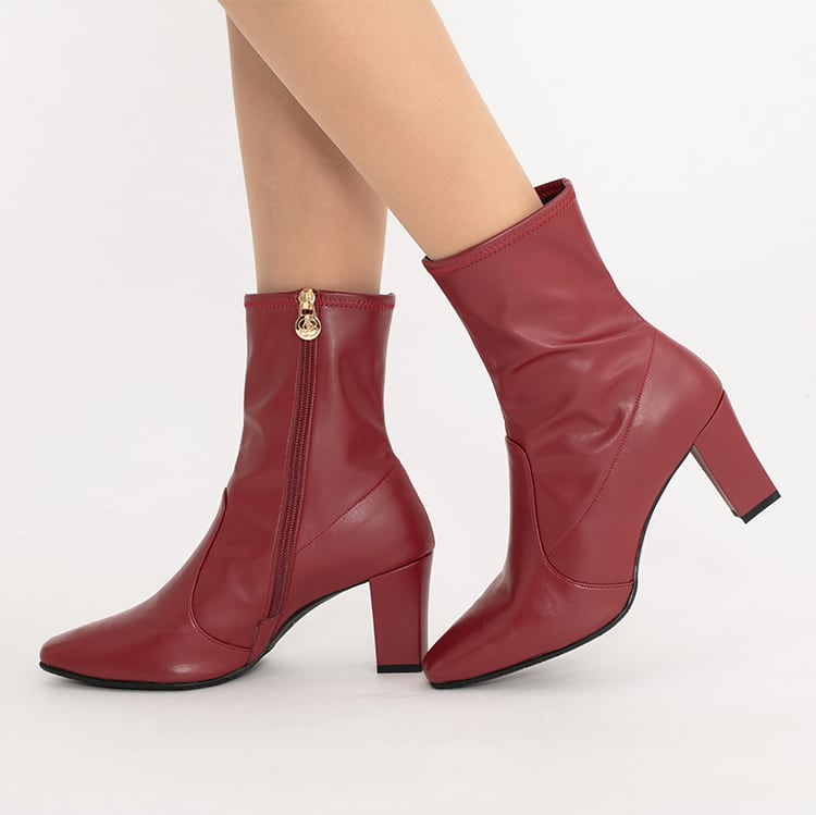 Bordeaux Red Squishy Stretch Boots