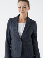 Stretch Jacquard: Navy Ocean Four-Pocket Tailored Jacket