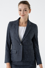 Stretch Jacquard: Navy Ocean Four-Pocket Tailored Jacket