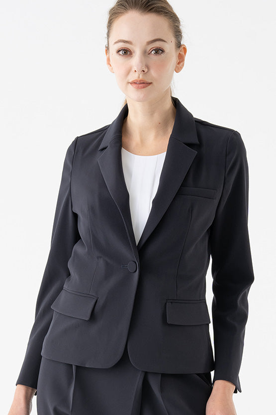 All-Season / No Lining: Smart Stretch Dark Navy Three-Pocket Tailored Jacket