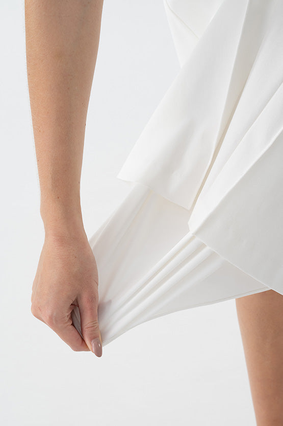 White A-Line Belted Dress