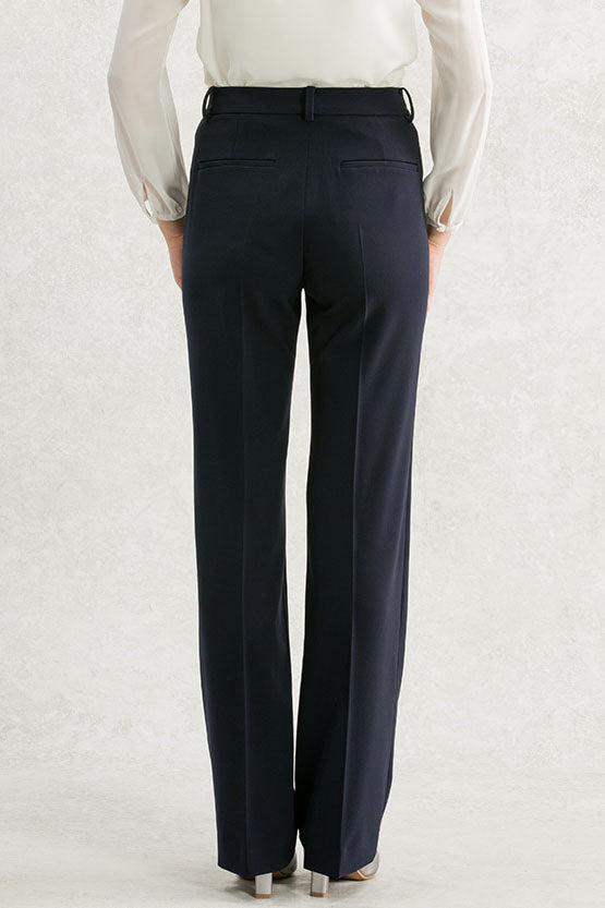 All-Season Material: Smart Stretch Dark Navy Straight Trousers