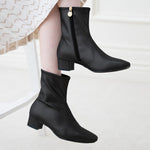 Fluffy Black Vegan Leather Flat Boots