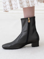 Fluffy Black Vegan Leather Flat Boots