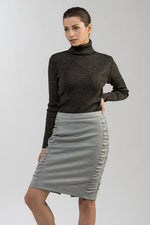 Light Grey Rich Wool Side-Gathered Skirt