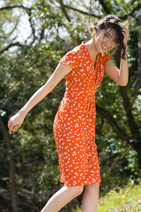 Orange Butterfly Shell Dress