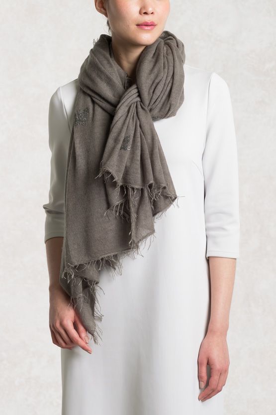 Mouse Grey Cashmere Butterfly Scarf