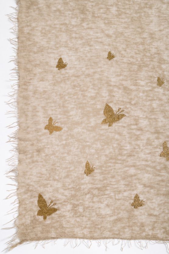 Camel Cashmere Butterfly Scarf