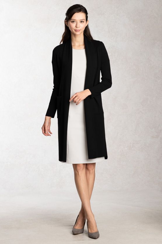 Black Kanazawa Cardigan With Side Slits