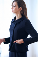 Double Jersey: Navy Double Jersey Four-Button Jacket