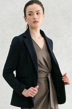 Navy Double Jersey Long Tailored Jacket
