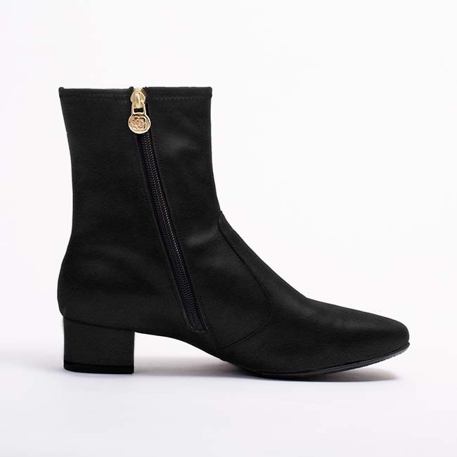 Black Vegan Suede Fluffy Flat Boots