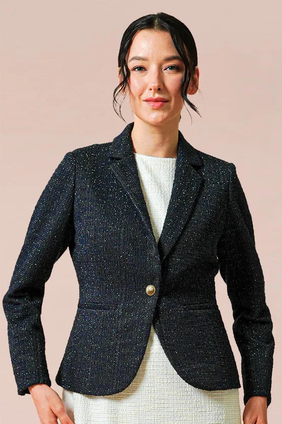 Stretch Lame Tweed: Tailored Jacket