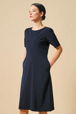 Smart Stretch: Dark Navy A-Line Dress