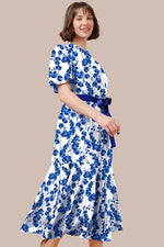 Stretch Chiffon: Navy Orchid Long Mermaid Dress