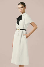 Stretch Sucker: Stretch Seersucker Bow-Tie Shirt Dress