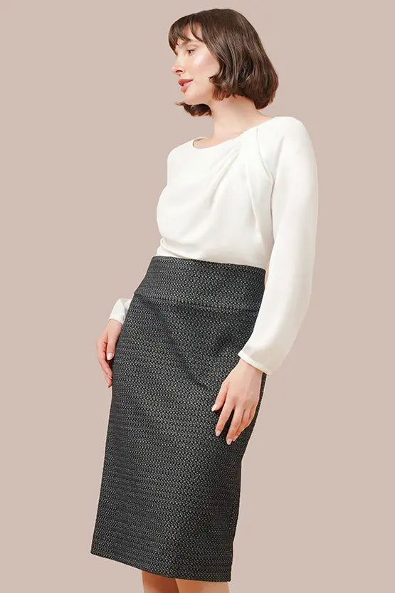 Chiffon x Jacquard: Decollete Tuck Dress