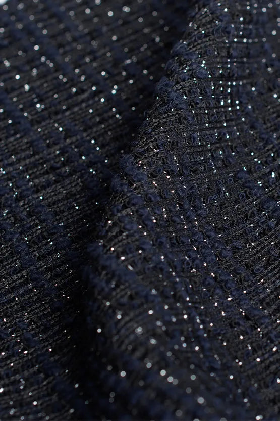 Stretch Lame Tweed: V-Neck I-Line Dress