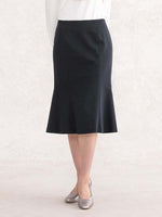 Navy Cotton Blend Midi-Length Mermaid Skirt