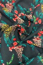 Stretch Chiffon: Black Garden Mermaid Dress With Tie