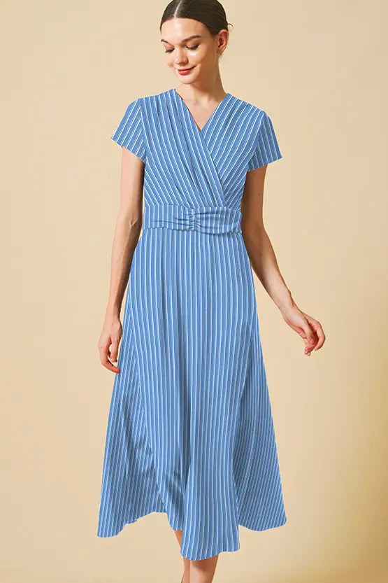 Stretch Jersey: Stretch Jersey Stripe Long Marilyn Dress