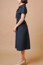 Stretch Sucker: Stretch Seersucker Bow-Tie Shirt Dress