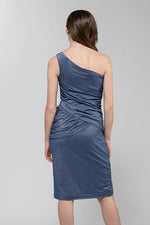 Blue Lustre One-Shoulder Dress