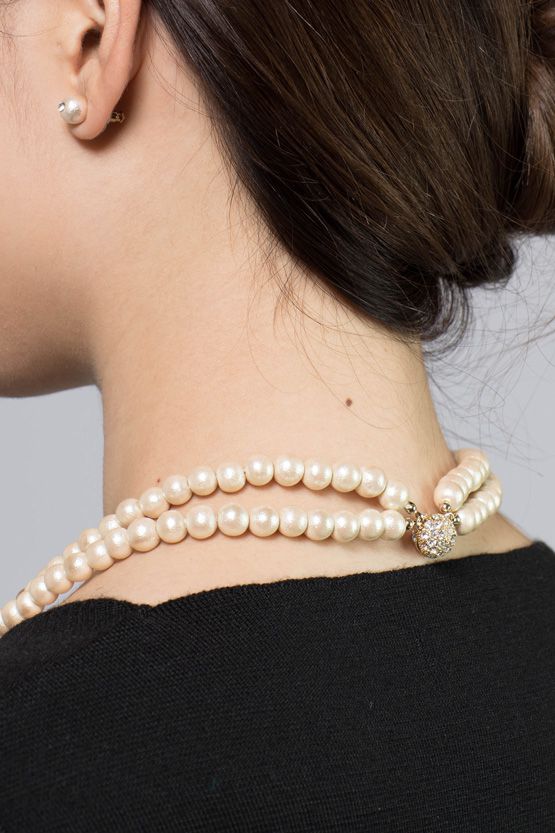 Classical Gold Lightweight Wood Pearl Double Strand Necklace