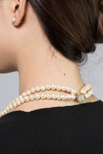 Classical Gold Lightweight Wood Pearl Double Strand Necklace