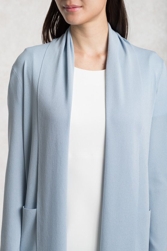 Baby Blue Kanazawa Washable Cardigan With Side Slits