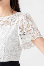 Stretch Lace: White Lace X Black Peplum Docking Dress