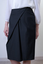 Stretch Jacquard: Stretch Jacquard Navy Design Tuck Skirt