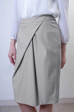 Stretch Jacquard: Stretch Jacquard Greige Design Tuck Skirt