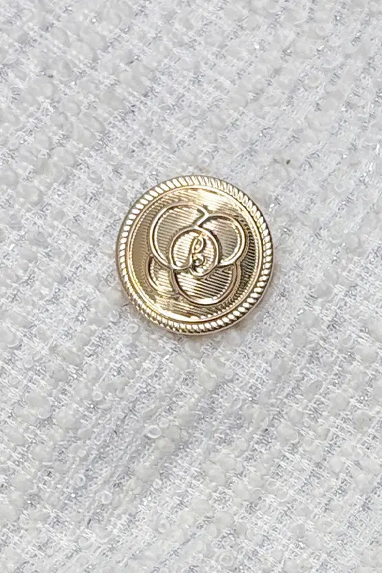 Stretch Lame Tweed: No-Collar Short Jacket