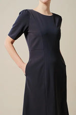 Smart Stretch: Dark Navy A-Line Dress