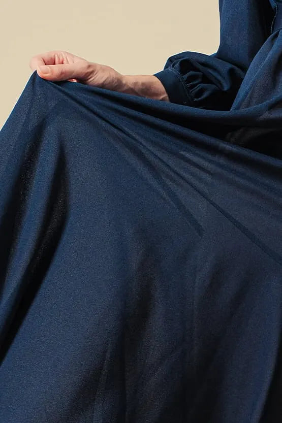 Stretch Chiffon: Navy Long Mermaid Dress