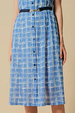 Stretch Chiffon: Lapis Lattice Shirt Dress With Bowtie