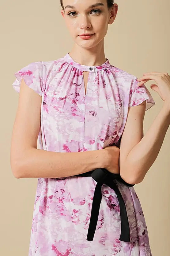 Stretch Chiffon Watercolor Mauve Long Mermaid Dress