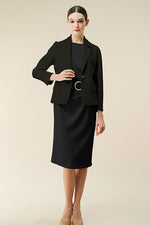 Jacquard: Jacquard Black Tailored Jacket