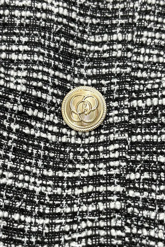 Stretch Lame Tweed: No-Collar Short Jacket