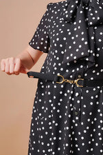 Stretch Chiffon: Monotone Large Dot Dramatic Dress