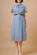 Stretch Chiffon: Stretch Chiffon Crystal Bow-Tie Shirt Dress