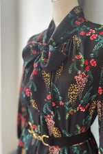 Stretch Chiffon: Black Garden Mermaid Dress With Tie