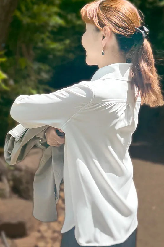 Anti-See-Through Stretch: White Front Fly Shirt